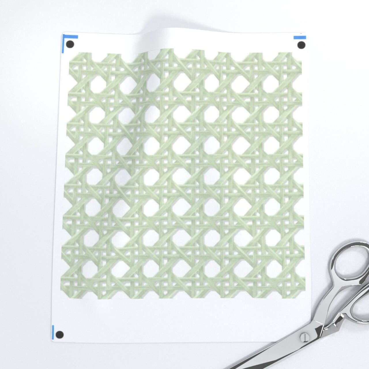 Light Green Cane Weave Rattan Weaving Design Boho Chic Costal Beach House Woven Wicker Custom Printed Fabric by Spoonflower Various Fabrics by the Yard or Fat Quarter